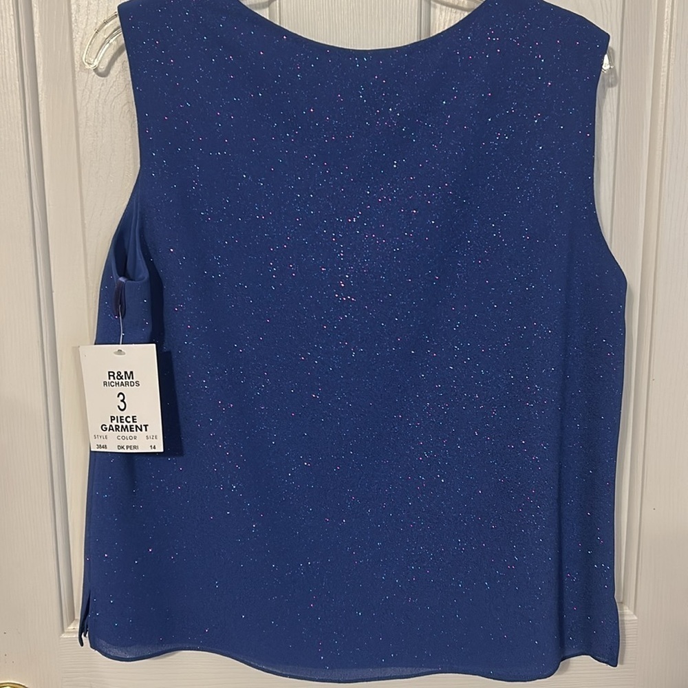 R & M Richards vintage Blue Sequin Jacket and Top Set. NWT. Size14. - Picture 9 of 17